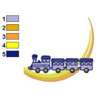 Colored Train Embroidery Design 02